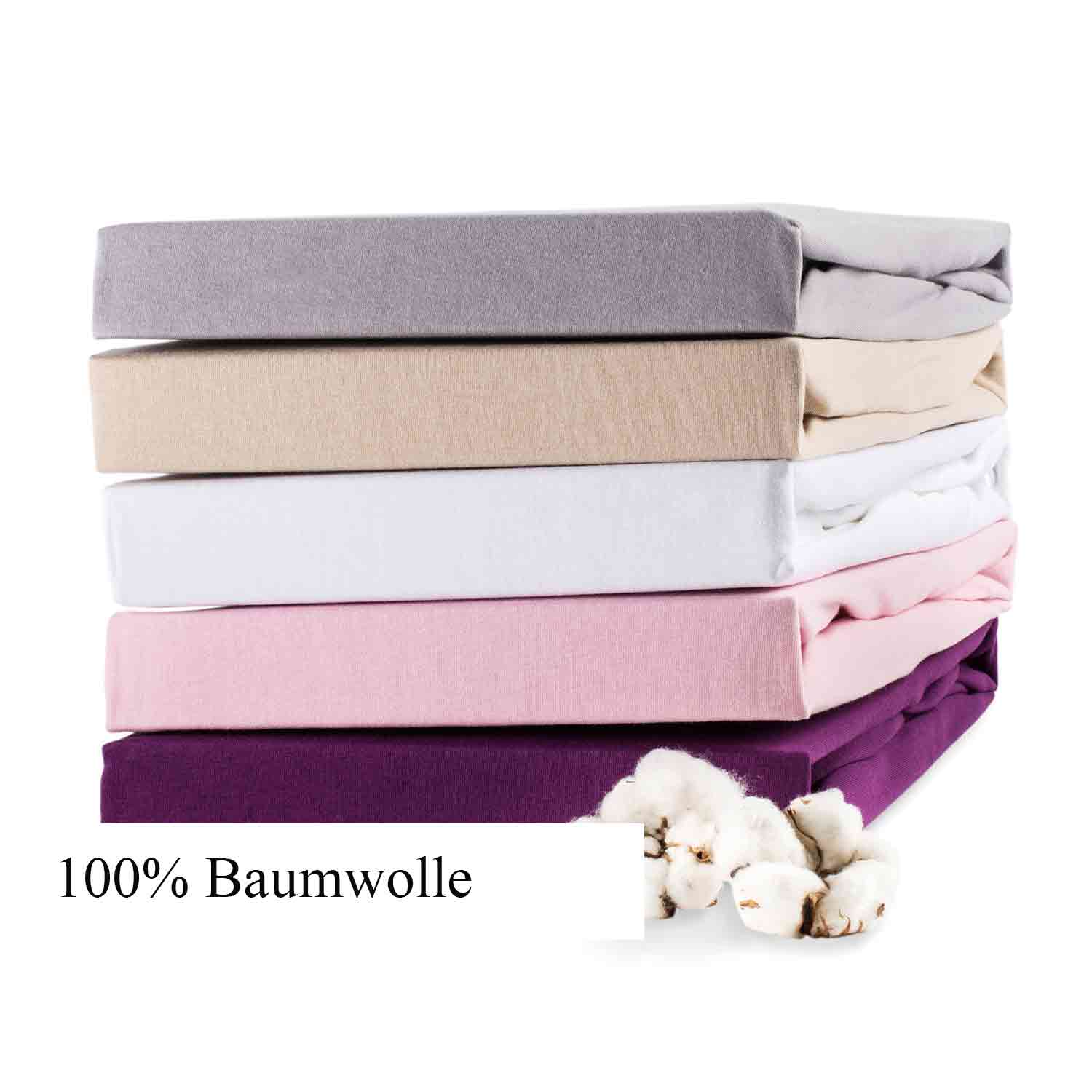 Jersey-Spannbettlaken, 100% Baumwolle 90-100/200cm 456 mauve
